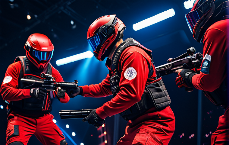 서든어택 e스포츠 팀 정보 - "Galaxy Red team captain 'Rifleman', action shot during a Sudden Attack esports match, fully clothed...