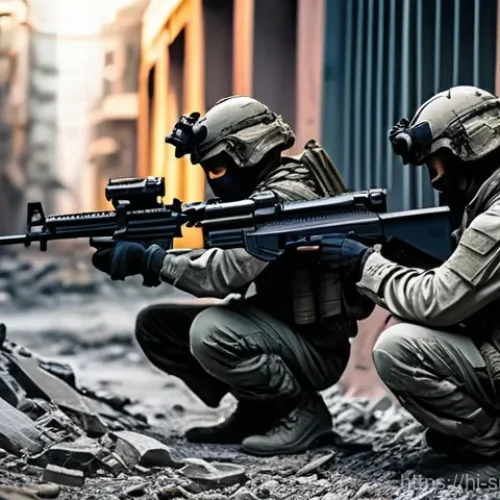 Home 21 서든어택 미션 시스템 - **Prompt:** A highly detailed, realistic image of a tactical first-person shooter game scene. Three ...